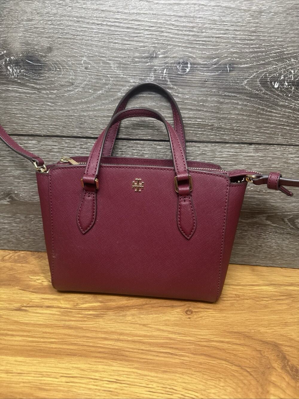 Toey Burch Robinson Tote Satchel Purse In Burgundy Maroon